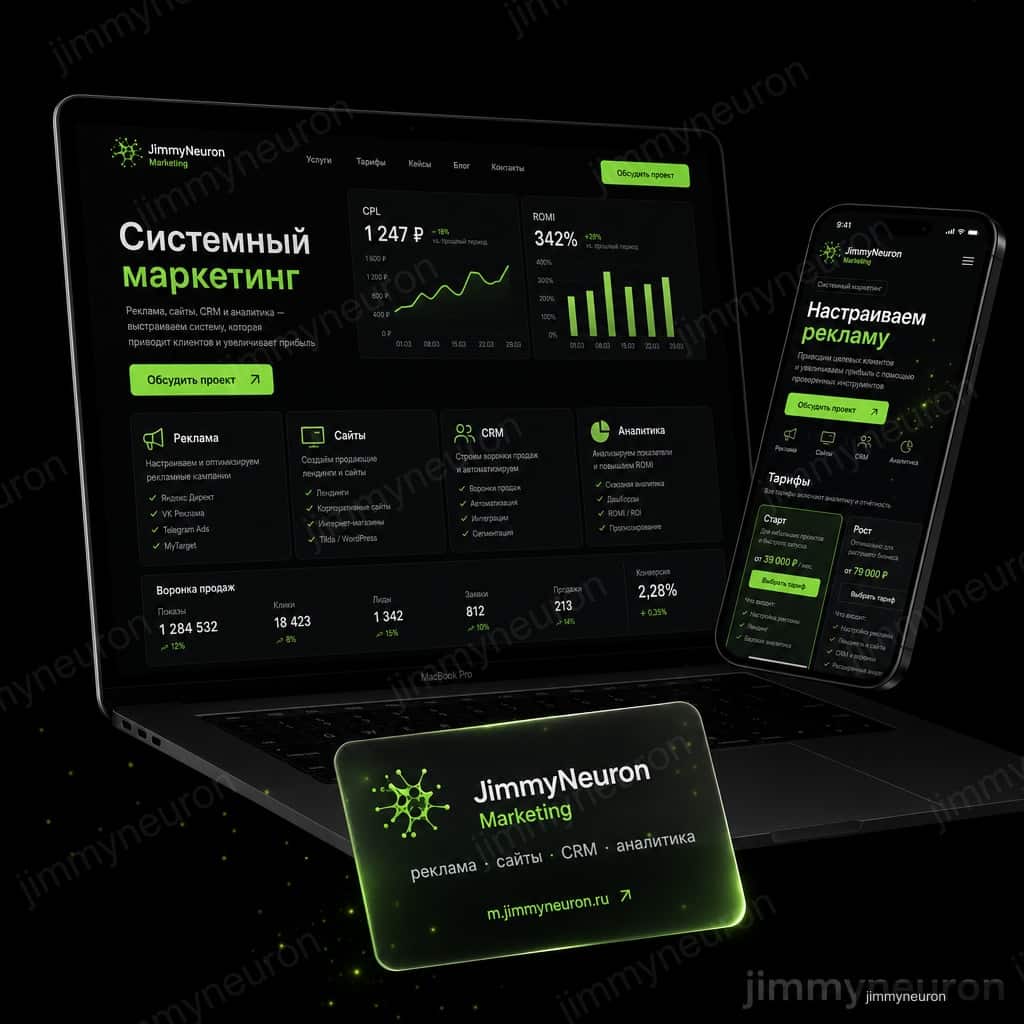 JimmyNeuron Marketing - Маркетинг - системный маркетинг: реклама, сайты, CRM и аналитика