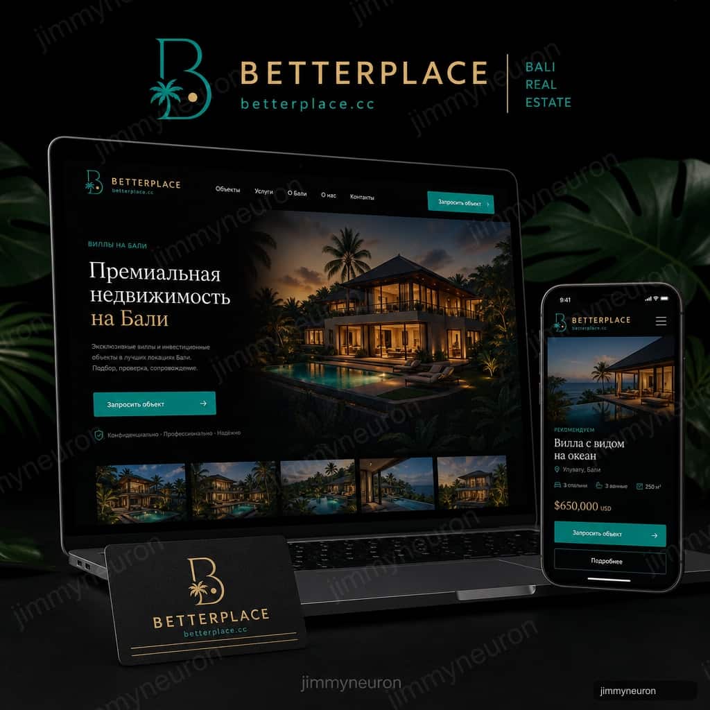 BETTERPLACE - Инновационный сайт для агентства недвижимости на Бали