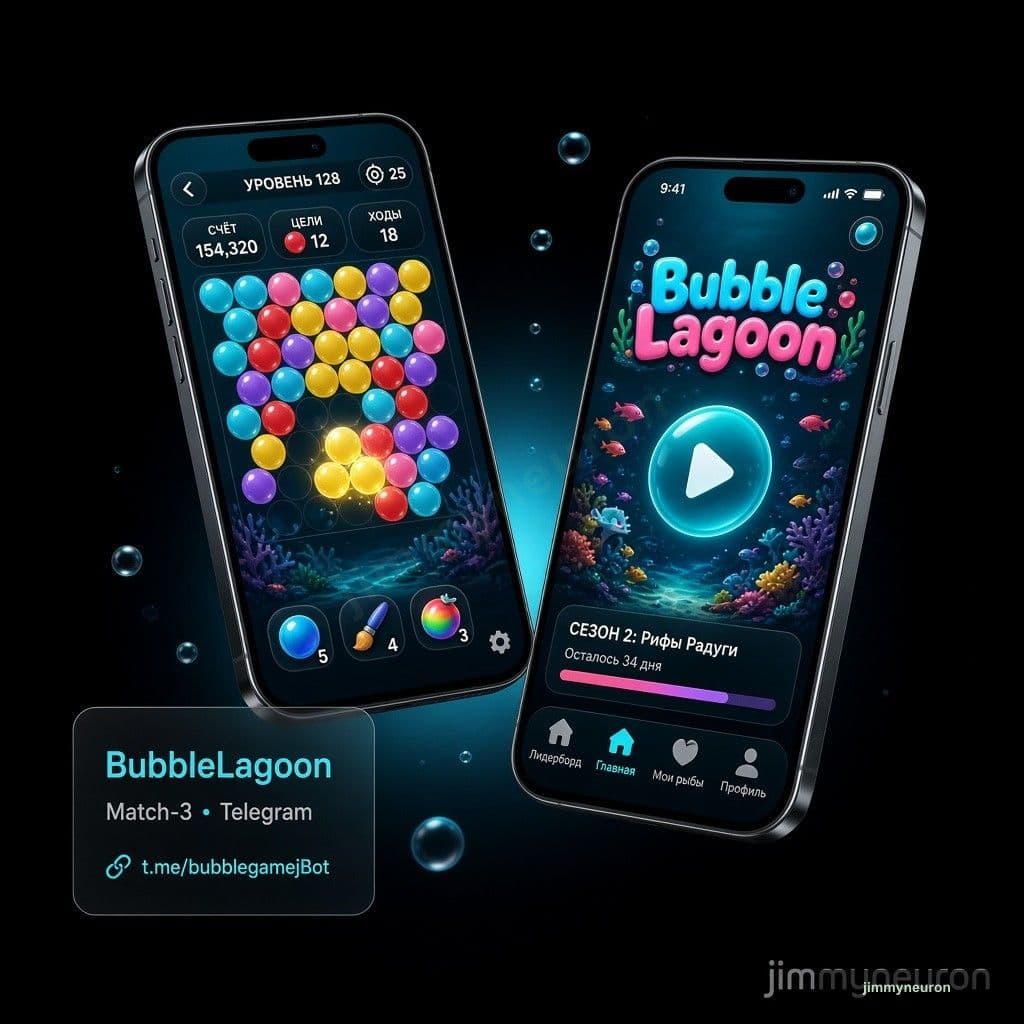 BubbleLagoon - мобильная match-3 игра, кейс JimmyNeuron