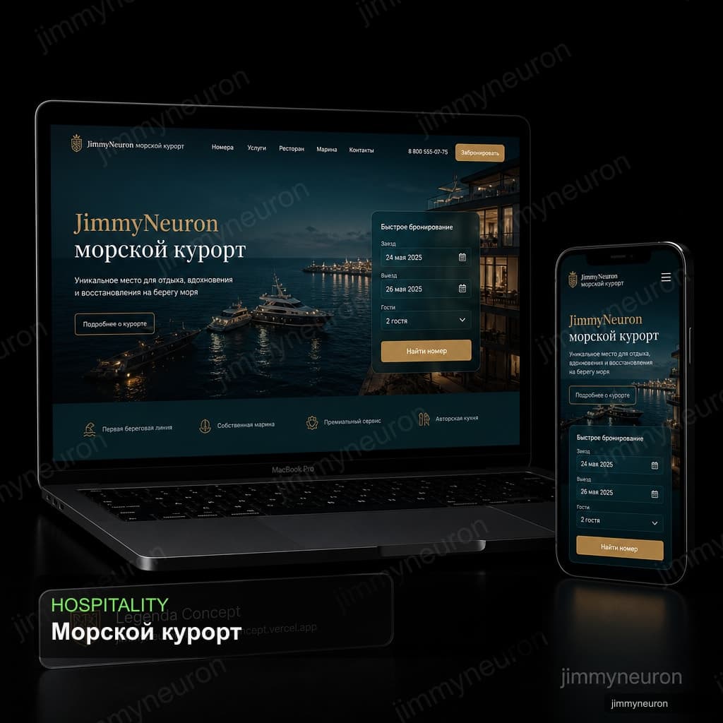 JimmyNeuron морской курорт — концепт hospitality-сайта