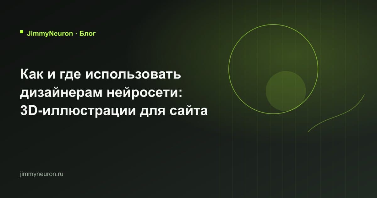 Обложка статьи «Как и где использовать дизайнерам нейросети: 3D-иллюстрации для сайта» - блог JimmyNeuron