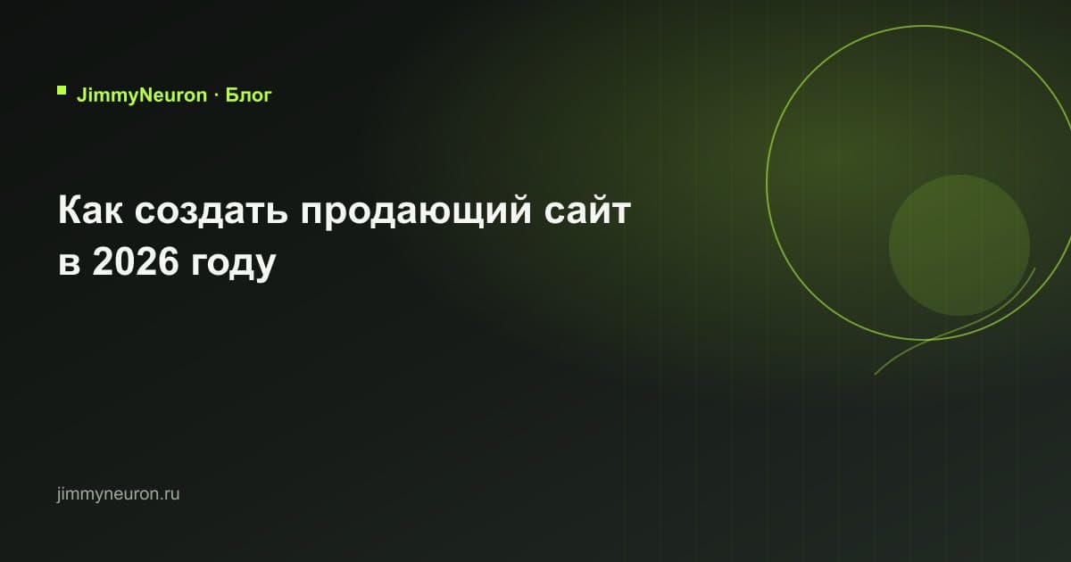 Обложка статьи «Как создать продающий сайт в 2026 году» - блог JimmyNeuron
