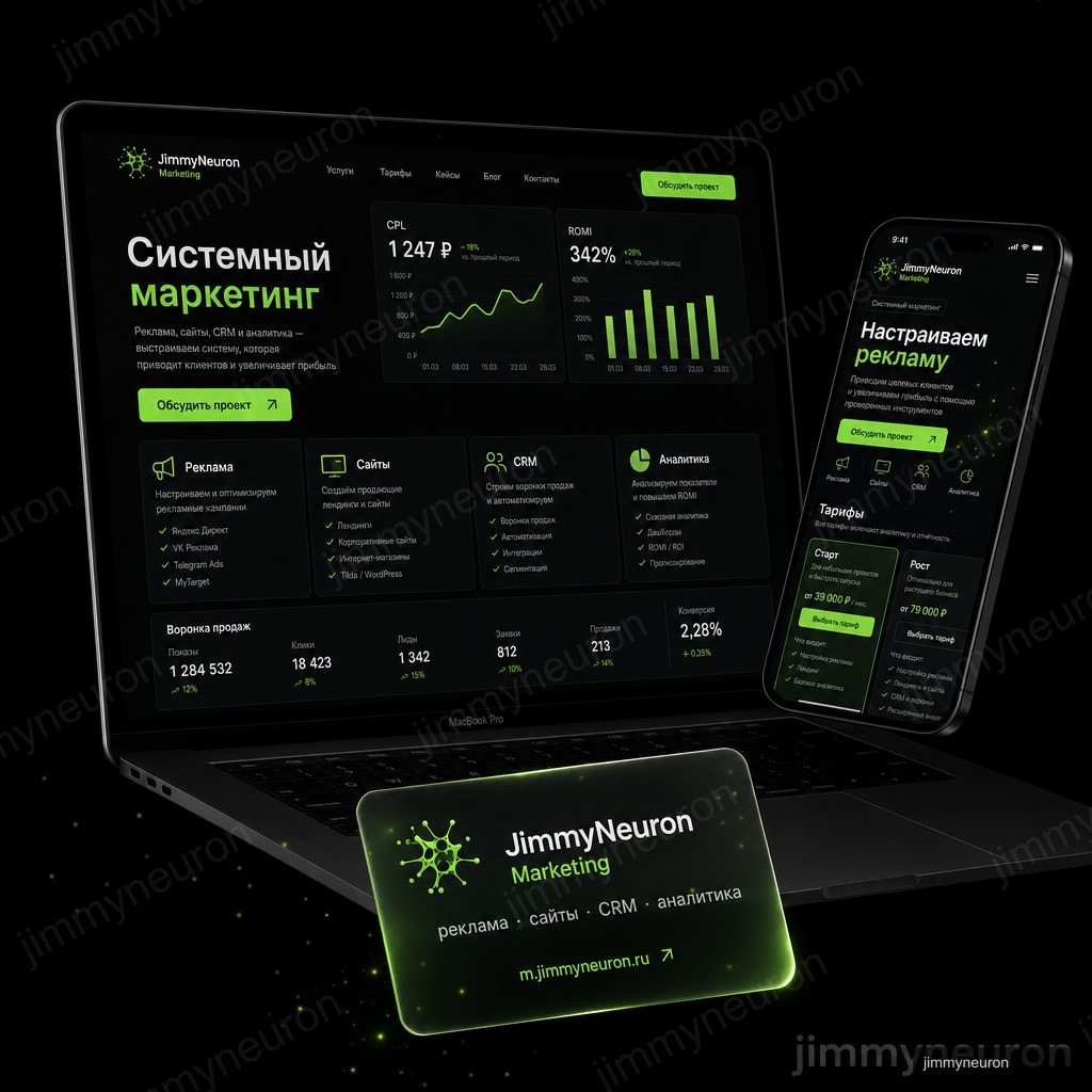 JimmyNeuron Marketing - Маркетинг - системный маркетинг: реклама, сайты, CRM и аналитика