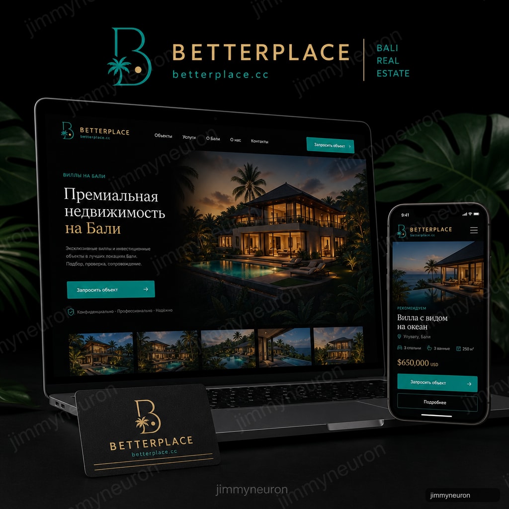 BETTERPLACE - Инновационный сайт для агентства недвижимости на Бали