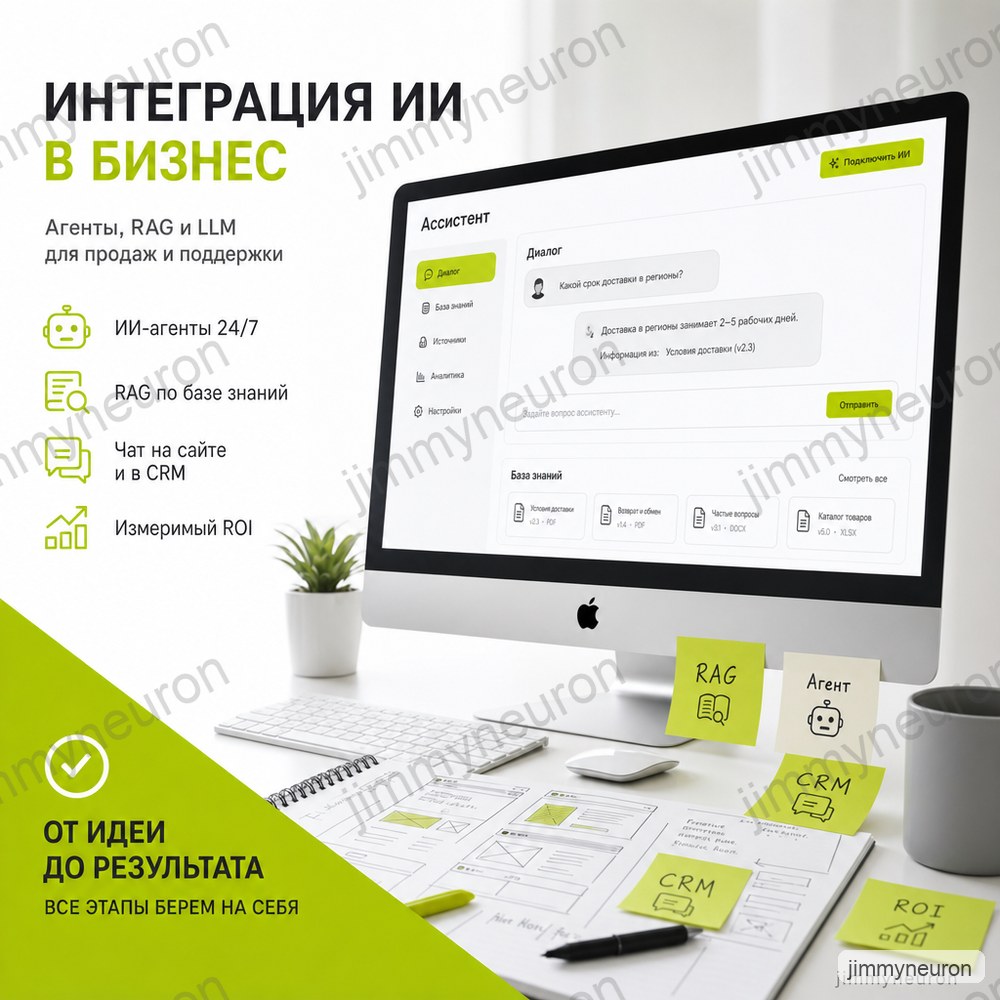 Интеграция ИИ в бизнес — услуга JimmyNeuron