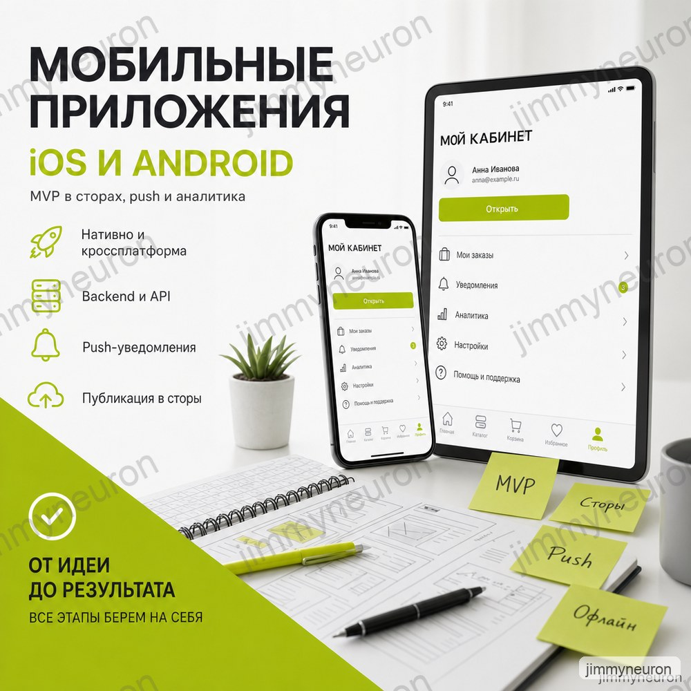Приложения iOS и Android — услуга JimmyNeuron